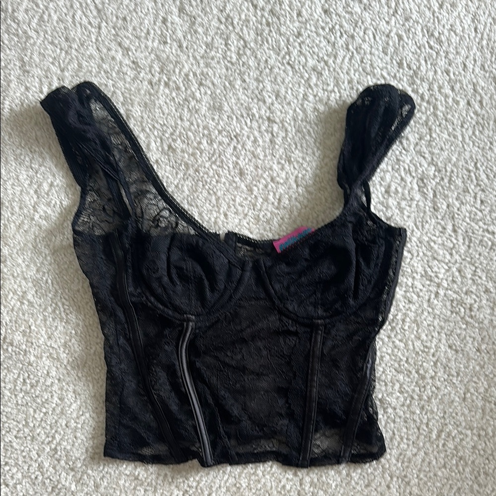 Edikted Black Lace Bustier Top
